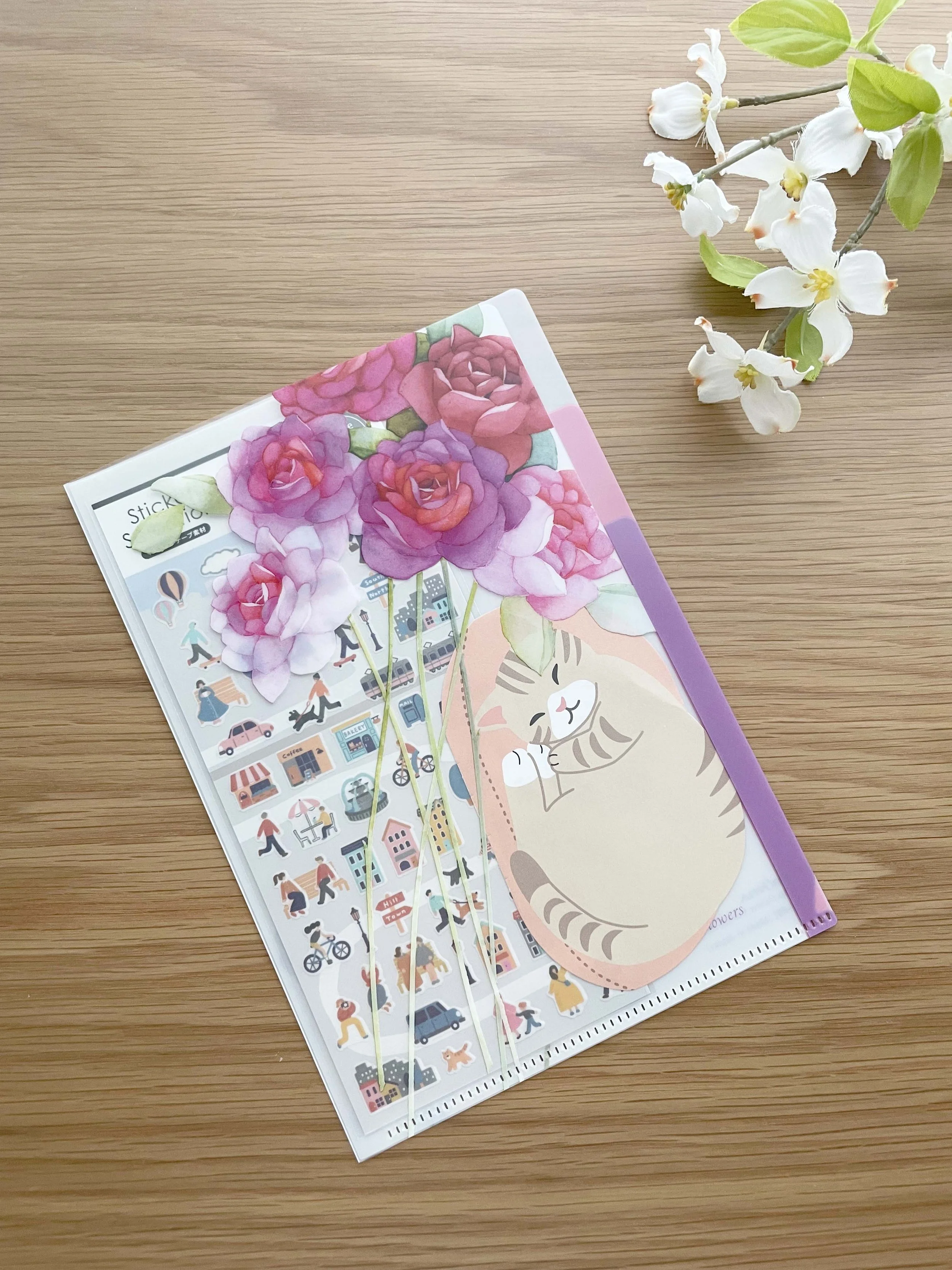 A5 File Folder with 2 Tab Pockets - Clouds and Japan — La